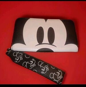 Mickey Mouse Face Black and White Wallet/ Wristlet 7x4